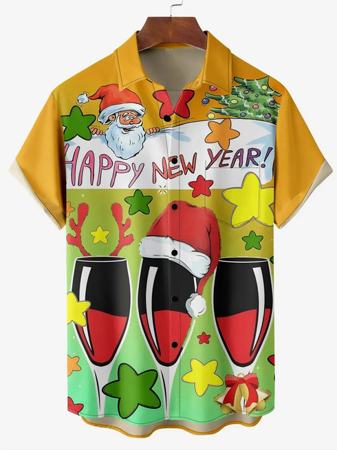 Men's Christmas Funny Graphic Short Sleeve Hawaiian Shirt